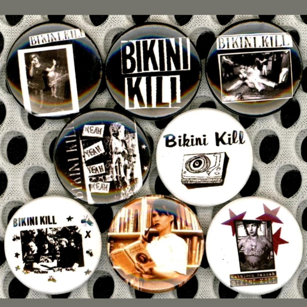 Bikini kill buttons badge pins set of 8